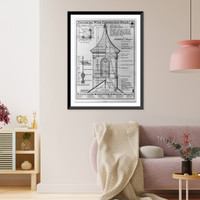Historic Framed Print, Details of a cupola based on the cupola of the old courthouse at Chester, Pa., built 1724,  17-7/8" x 21-7/8"