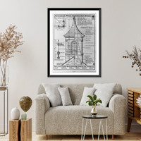 Historic Framed Print, Details of a cupola based on the cupola of the old courthouse at Chester, Pa., built 1724,  17-7/8" x 21-7/8"