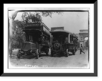 Historic Framed Print, [2 motor buses near Washington Square in New York City],  17-7/8" x 21-7/8"