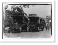 Historic Framed Print, [2 motor buses near Washington Square in New York City],  17-7/8" x 21-7/8"