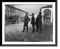 Historic Framed Print, [Col. Perkins and Major Lowell with 2 other men watching airplanes at the Italian Front],  17-7/8" x 21-7/8"