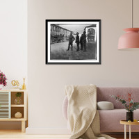 Historic Framed Print, [Col. Perkins and Major Lowell with 2 other men watching airplanes at the Italian Front],  17-7/8" x 21-7/8"
