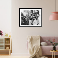 Historic Framed Print, [Group in front of American Red Cross kitchen, Gioia Tauro, Italy],  17-7/8" x 21-7/8"