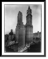 Historic Framed Print, Transportation and Woolworth Buildings, New York City,  17-7/8" x 21-7/8"