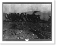 Soldiers pulling large gun on the Italian Front, Historic Print