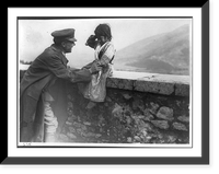 Historic Military - War orphan from the Appenines seated on wall