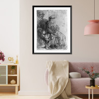 Historic Framed Print, Abraham caressing Isaac,  17-7/8" x 21-7/8"