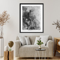 Historic Framed Print, Abraham caressing Isaac,  17-7/8" x 21-7/8"