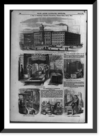 Historic Framed Print, [Exterior view of Messers. Chickering's Pianoforte Manufactory and 5 views of operations inside, Tremont Street, Boston, Mass.],  17-7/8" x 21-7/8"