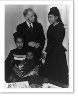 Walter White and lynch victim's widow standing next to a young woman holding child.by Llewellyn Ransom, New York City, Vintage Print