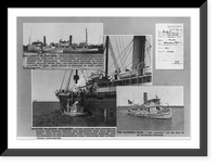 Historic Framed Print, [Composite of 4 illustrations involving quarantine of emigrants: The JAMES W. WADSWORTH, doctors boarding steamship, the doctor's boat GOV. FLOWER on its way to an incoming steamer, quarantine certificate],  17-7/8" x 21-7/8"