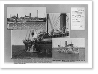 Historic Framed Print, [Composite of 4 illustrations involving quarantine of emigrants: The JAMES W. WADSWORTH, doctors boarding steamship, the doctor's boat GOV. FLOWER on its way to an incoming steamer, quarantine certificate],  17-7/8" x 21-7/8"