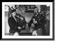 2 pipers playing their bagpipes in rehearsal for Scottish dances to be staged at the National Folk Festival, Philadelphia, Historic Reproduction