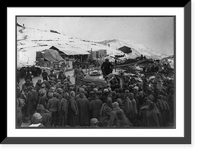Historic Framed Print, [American Red Cross in Monte Grappa, Italian Front, during World War I distributing gifts: bird's-eye of Italian soldiers around Red Cross wagon],  17-7/8" x 21-7/8"