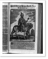 A commander (Aga) of the Janissaries of the Ottoman Turkish army dressed in splendor, on horseback, to lead his warriors into battle, Vintage Poster