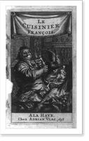 French Cookery." Frontispiece illustration of cook inside restaurant", Antique Poster