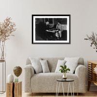 Historic Framed Print, Alma Gluck and her husband playing game (scrabble?), March 4, 1924?,  17-7/8" x 21-7/8"