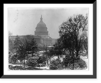 Historic Framed Print, View of the U.S. Capitol with snow,  17-7/8" x 21-7/8"