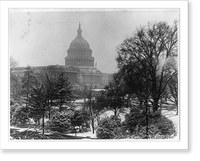 Historic Framed Print, View of the U.S. Capitol with snow,  17-7/8" x 21-7/8"