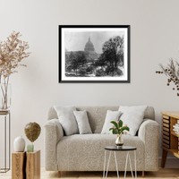 Historic Framed Print, View of the U.S. Capitol with snow,  17-7/8" x 21-7/8"