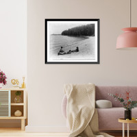 3 boys lounging on beach, Adironacks Classic, Antique Poster