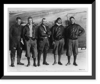 Historic Framed Print, [Official air force photographs of Ira Eaker and his contemporaries: 5 pilots posed by plane],  17-7/8" x 21-7/8"
