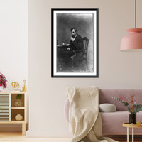 Abraham Lincoln, seated next to small table, in a reflective pose, May 16, 1861 Classic, Antique Wall Art