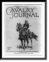 Cover of The Cavalry Journal, 1927 April, showing cavalryman on horseback holding rifle, Antique Print