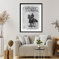 Cover of The Cavalry Journal, 1927 April, showing cavalryman on horseback holding rifle, Antique Print