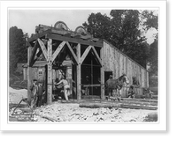 6 men and a mule outside a mine shaft, Clinton, Wachusett vicinity, Mass. Classic, Vintage Wall Art