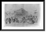 Scene with stage show in progress and a bazaar China, Antique Wall Art