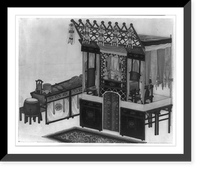 Taoist service altar with musical instruments for monks to use, Historic Print