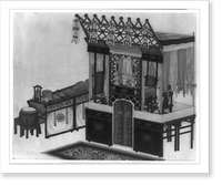 Taoist service altar with musical instruments for monks to use, Historic Print