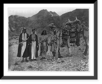 Four Arabs standing beside camel, Saudi Arabia, Vintage Wall Art