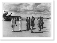 Historic Framed Print, [Vietnam: French military at attention at airport],  17-7/8" x 21-7/8"