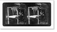 The crude loom in which the Filipino woman weaves the fine hemp fibre into cloth, Philippine Islands, Antique Wall Art