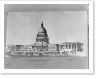 Historic Framed Print, [Perspective elevation of Capitol exterior, east front],  17-7/8" x 21-7/8"