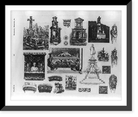 Variety of types and details of monuments and headstones, Antique Print