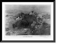 Historic Framed Print, An old-time buffalo hunt,  17-7/8" x 21-7/8"