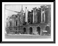 Historic Framed Print, Raising and setting monolithic column, Genl. P.O. Building,  17-7/8" x 21-7/8"