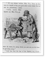 Miss Fox holding Brer Rabbit by the collar, at a grindstone Classic, Antique Poster