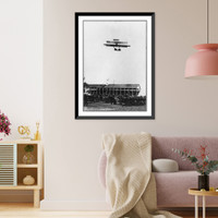 Historic Framed Print, Curtiss biplane [in flight] at Northern Wisconsin State Fair,  17-7/8" x 21-7/8"