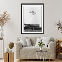 Historic Framed Print, Curtiss biplane [in flight] at Northern Wisconsin State Fair,  17-7/8" x 21-7/8"