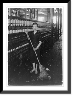 Historic Framed Print, Cleaner and Sweeper - Spinning Department of American Linen Co. Location: Fall River, Massachusetts.Lewis W. Hine.,  17-7/8" x 21-7/8"