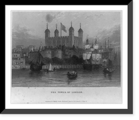 Historic Framed Print, The Tower of London [viewed from across Thames River],  17-7/8" x 21-7/8"