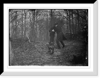 Policeman, police dog, arresting tramp, New York City, Historic Print