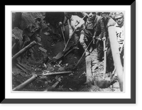 Rescue workers digging up bodies of victims of volcano of Mt. Vesuvius or Mt. Etna, Vintage Wall Art