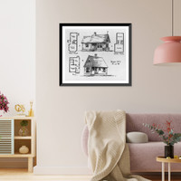 Historic Framed Print, Design no. 1. Plan A and plan B of frame cottages,  17-7/8" x 21-7/8"
