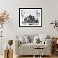Historic Framed Print, Design no. 14. Frame two-story dwelling,  17-7/8" x 21-7/8"