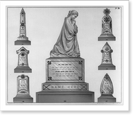 Historic Framed Print, [7 designs of sepulchral monuments],  17-7/8" x 21-7/8"